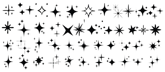 Star set icon. star sparkle icon, blinking shining star, sparks and sparkle shapes vector illustration