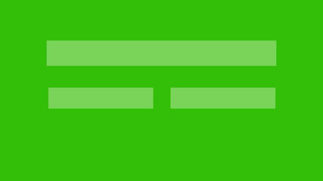 educational quiz interface animation with blank question space and answers.