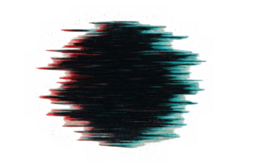 Digital error abstract glitch effect with red and cyan color displacement on transparent background, technology distortion concept