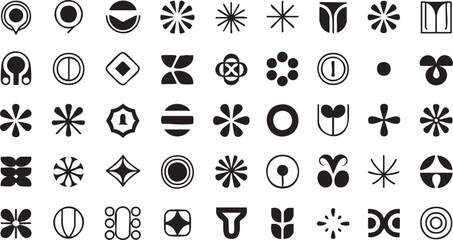 Abstract Flower and Geometric Vector Logo Set. Minimalist Modern Monogram and Symbol Collection.