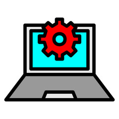 Business Laptop Vector Filled Icon Design