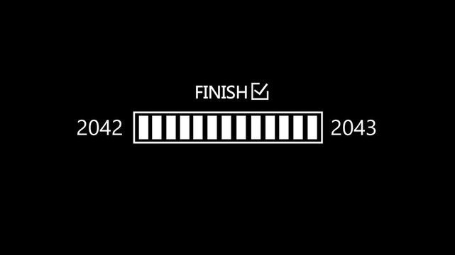 New year 2042 to 2043 loading concept. Loading bar from 2042 to 2043 new year transfer animation. New year loading bar animation. Year changing Progress.