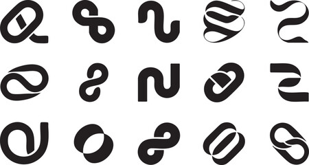 Creative Dynamic Shape and Infinity Symbol Elements for Digital and Business Branding.