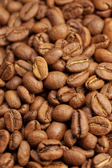 Full frame of freshly roasted coffee beans.