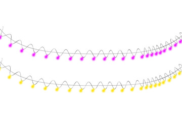 Vibrant pink and yellow fairy lights, festive party decoration