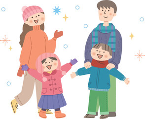 冬を楽しむ家族