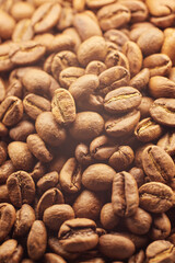 Full frame of freshly roasted coffee beans.