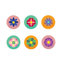 Vibrant flat style flower collection for design projects