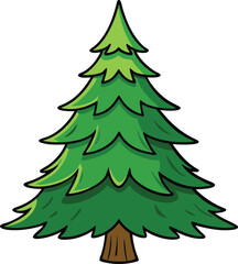 Cartoon Christmas Pine or Fir Tree Vector Illustration