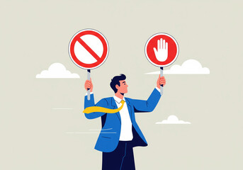 No Entry Prohibition Signs Illustration