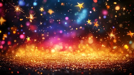 Fototapeta premium bright colors, sparkling lights, and glittering stars, perfect for creating a joyful atmosphere during celebrations and special occasions.