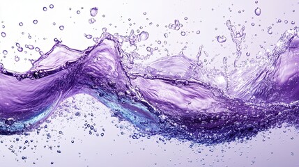 Dynamic vibrant purple liquid splash with countless bubbles frozen mid air creating energetic motion and refreshing purity
