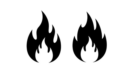 Two black flame shapes a graphic representation of fire and energy