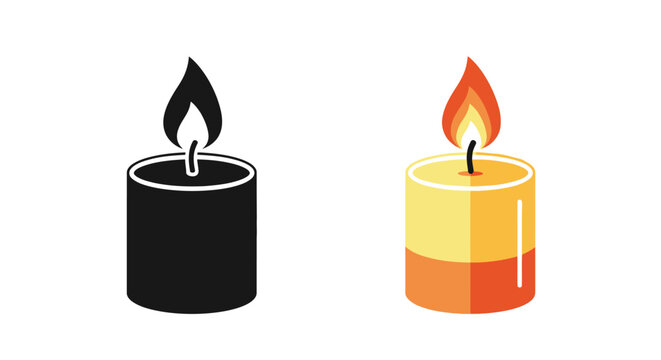 Two candles depicted one black and white the other colorful and lit