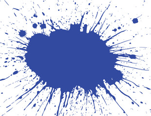 Vibrant Blue Ink Splatter on White Background - Abstract Design Element