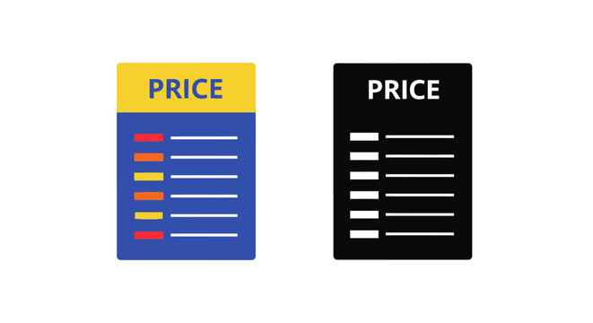 Comparing price lists a visual representation of two contrasting color schemes