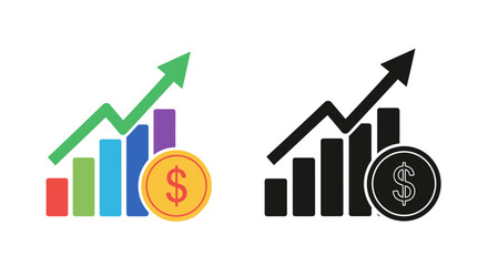 Financial growth illustrated with upward trending graphs and dollar symbols