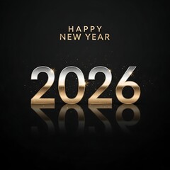 Happy New Year 2026 celebration with gold sparkle