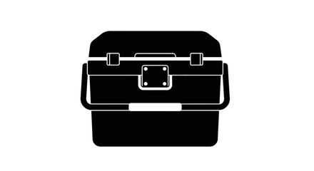 A simple black and white illustration of a closed vintage treasure chest