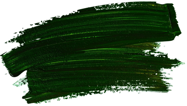 textured abstract dark green paint stroke isolated on transparent background, png