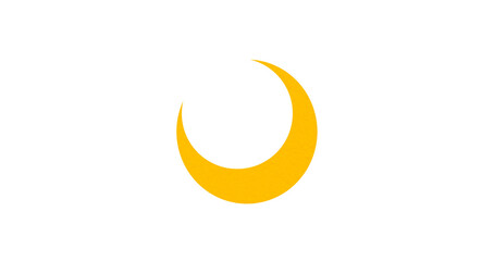 Yellow crescent paper cutout, moon icon, waxing moon symbol, crescent moon icon symbol set on transparent background.