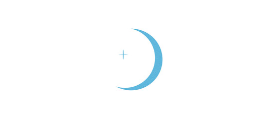 Light blue crescent paper cutout, moon icon, waxing moon symbol, crescent moon icon symbol set on transparent background.