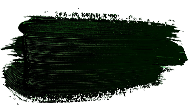 textured abstract dark green paint stroke isolated on transparent background, png