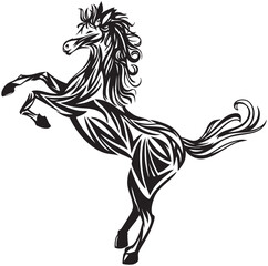 トライバル風跳ね馬のイラスト