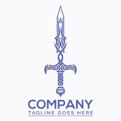 Classic medieval sword illustration in vector format