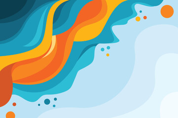 Blue and orange wave background template
