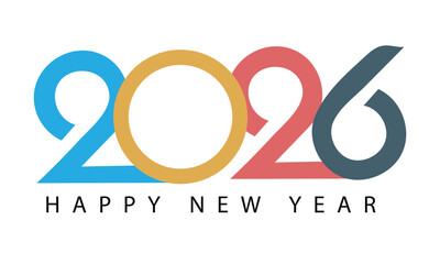 Happy New Year 2026 Text Design with Circle and Modern Style
