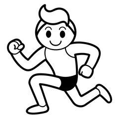 Cartoon runner character in motion with sportswear