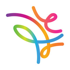 Abstract Colorful Gradient Lines on Transparent Background