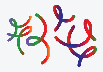 Colorful Gradient Abstract Ribbon Shapes – Curved Line Flow Design Elements on Light Background