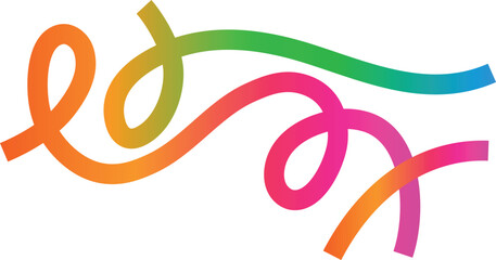 Colorful Gradient Ribbon Line Abstract Shape – Wavy Curve Design Element on White Background