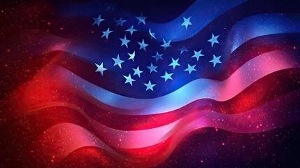 USA Independence Day abstract background featuring American flag elements in red and blue hues. --ar 16:9 --raw --stylize 250 --v 6.1 Job ID: 9e3dbbb5-d058-4c5f-a7a9-b6a6ba7d1fdb