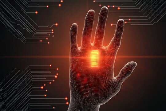 selective focus biometric hand scanner approving transaction