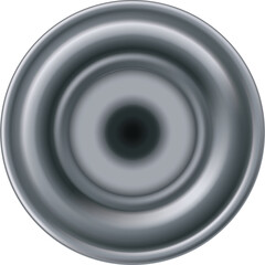 Close Up Of A Metallic Silver Circular Object With Concentric Rings And A Dark Center On A Transparent Background