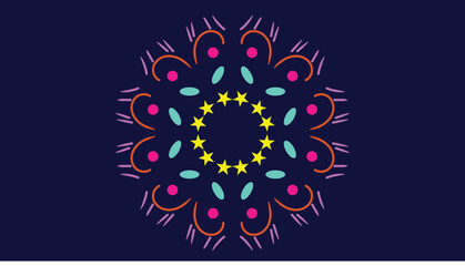 Colorful Geometric Mandala Pattern with Abstract Decorative Shapes