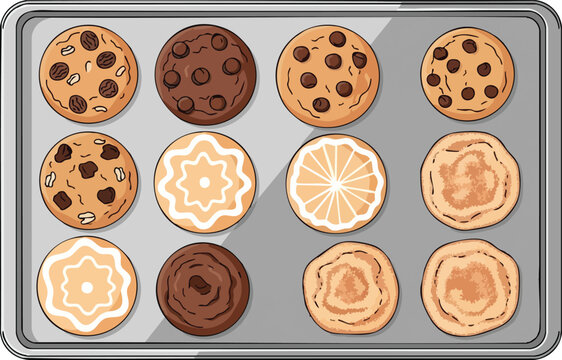 Delicious homemade cookies on a baking sheet ready to be served