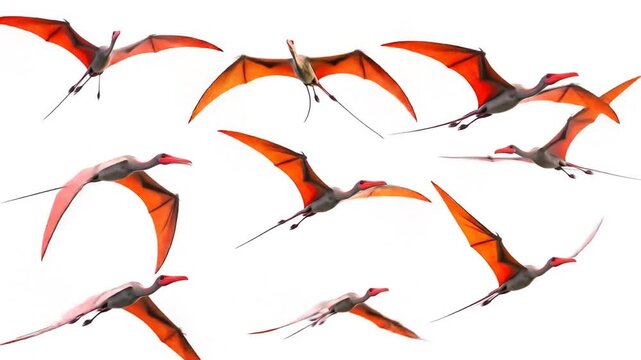 Pterodactyls flying with isolated on white.