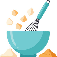 Baking Bliss A Whisk, Flour, and Bowl Harmony for Delicious Creations
