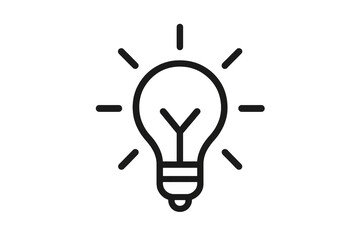 Light bulb line icon depicting a concept of innovation, inspiration, and bright ideas. Transparent background