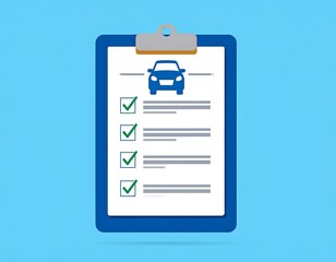 Vector illustration of a clipboard with checklist and car icon