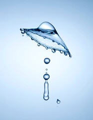 Water drop colliding, creating a crown shape, blue background