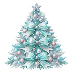 Christmas tree made entirely of colorful bows  clipart white background 