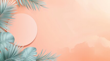 Summer watercolor inspired invitation card with warm sunset hues and delicate tropical motifs.