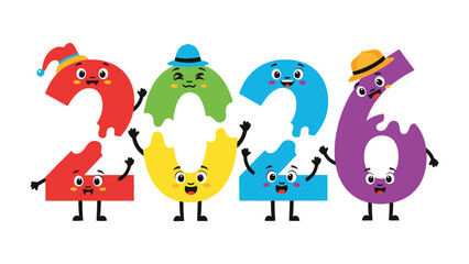 Cheerful 2026: A playful illustration presents the numbers 2026 with animated faces, bringing a fun, whimsical vibe for the coming year