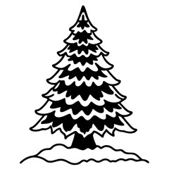 Monochrome fir tree for christmas decoration
