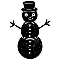 Cheerful snowman with top hat, winter theme